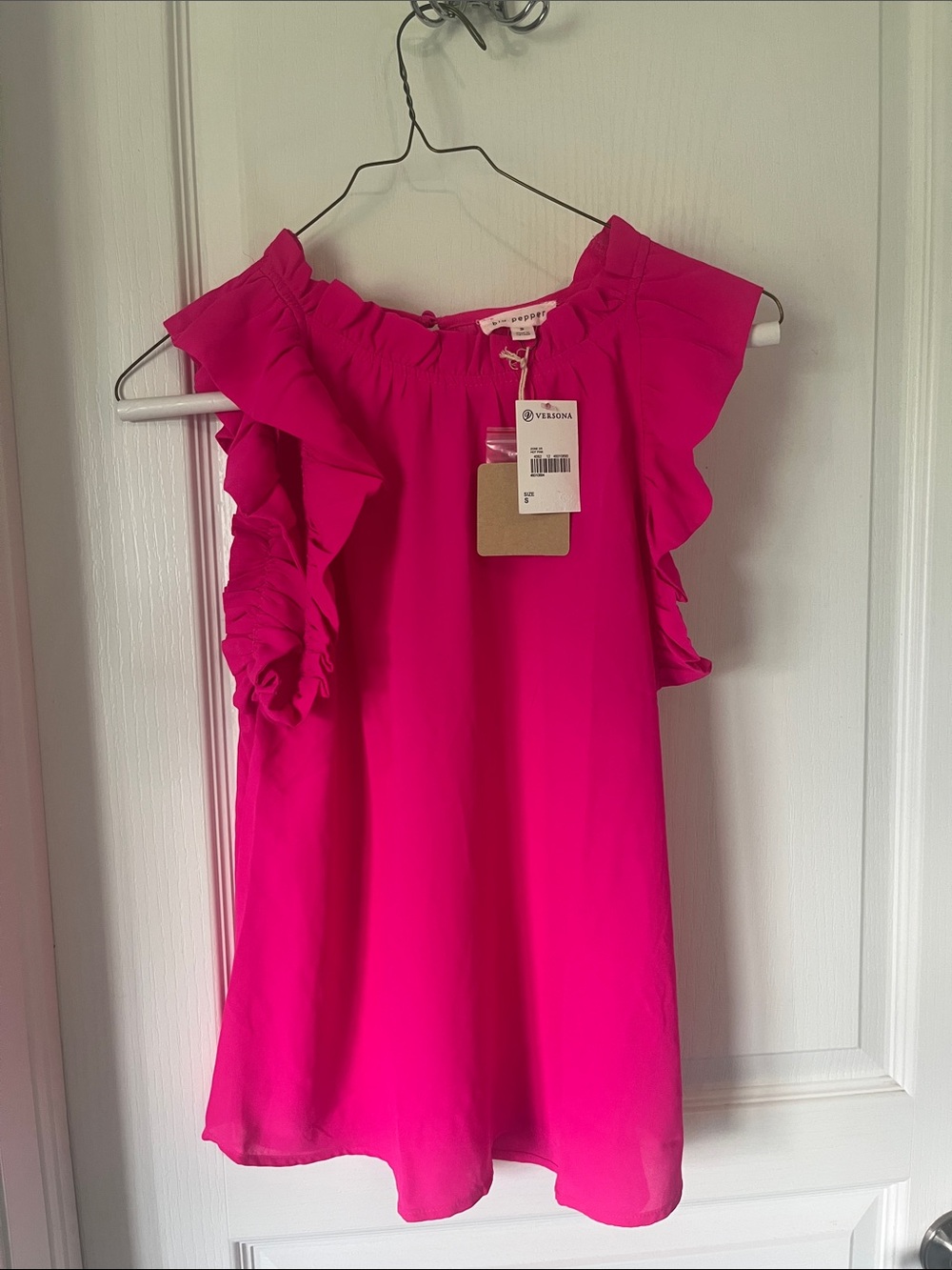 Versona Hot Pink Ruffle Sleeve Tunic